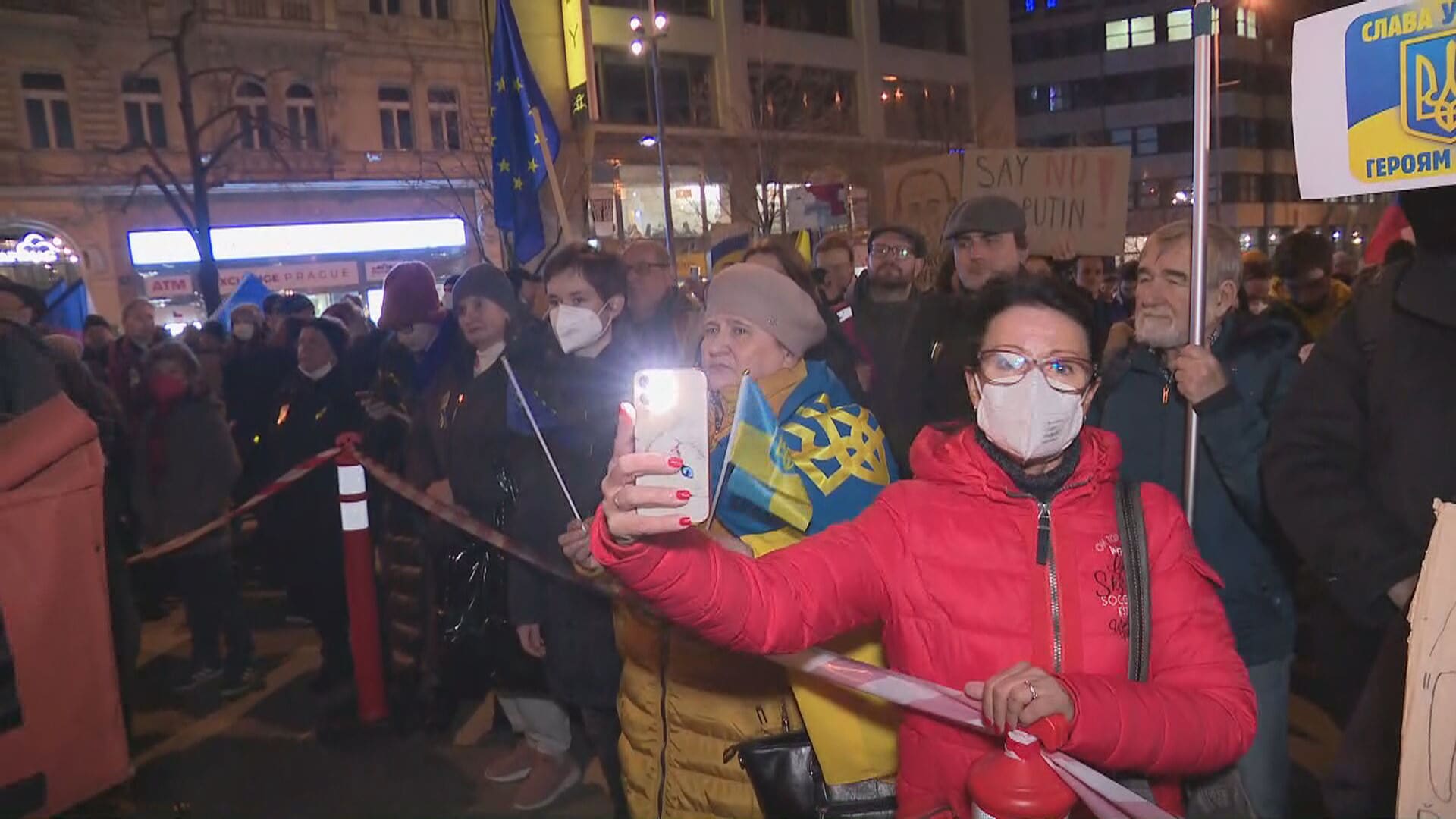 Demonstrace v Praze na podporu Ukrajiny