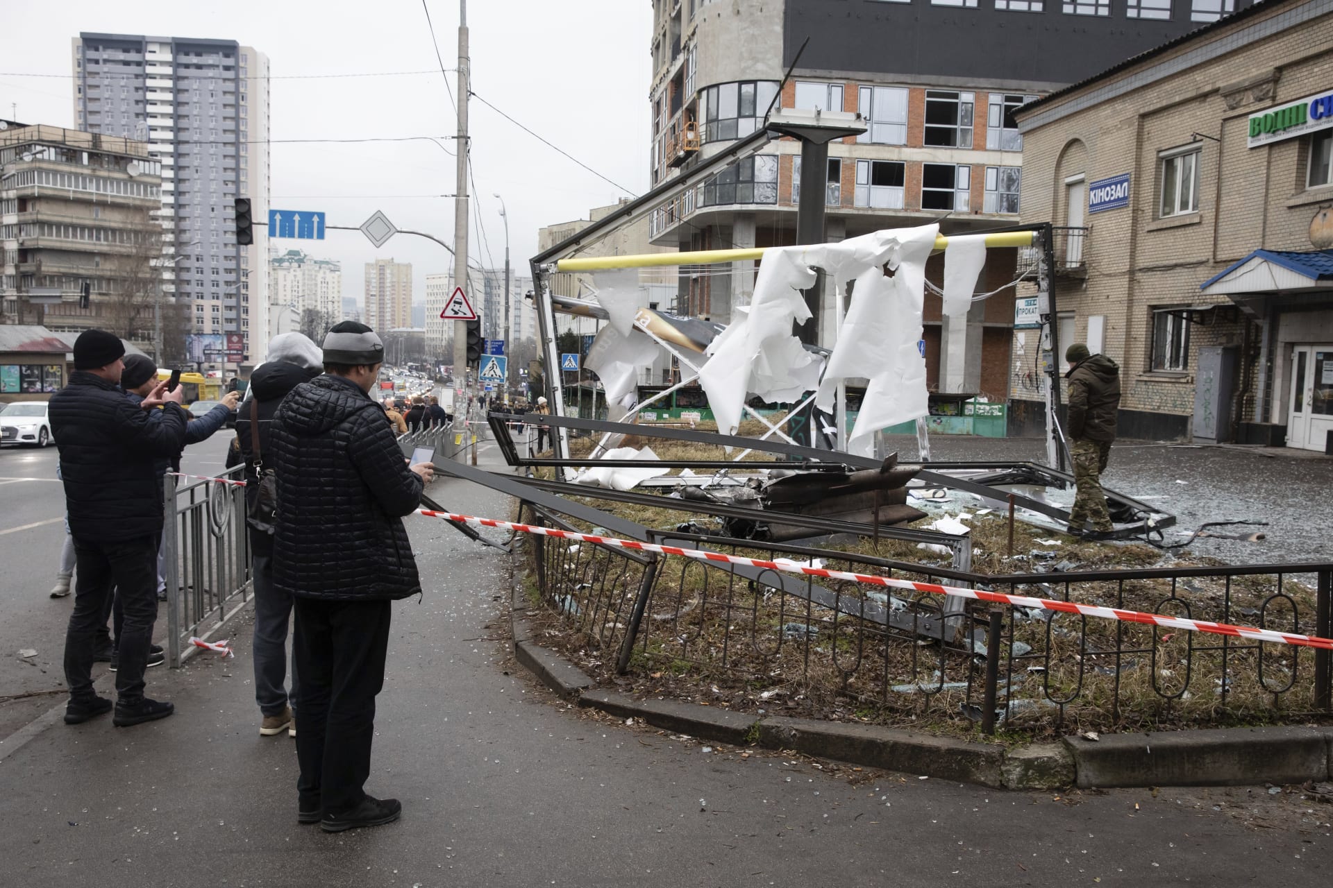 Škody v Kyjevě po ruském útoku