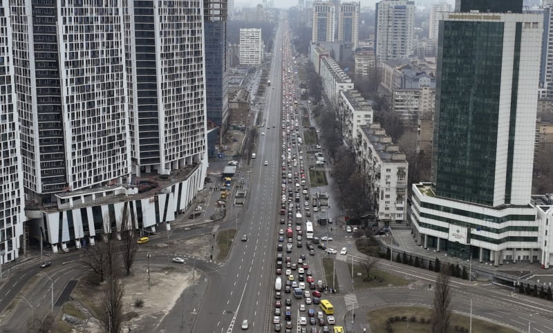 Ulice Kyjeva jsou zacpané.