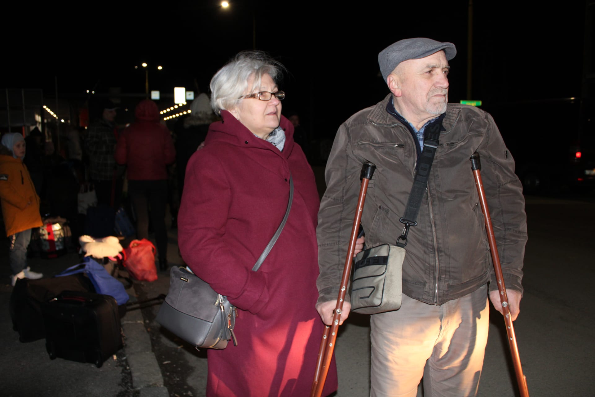 Uprchlíci na ukrajinsko-slovenských hranicích. 69letý invalida Ivan Čepara s manželkou Olenou.