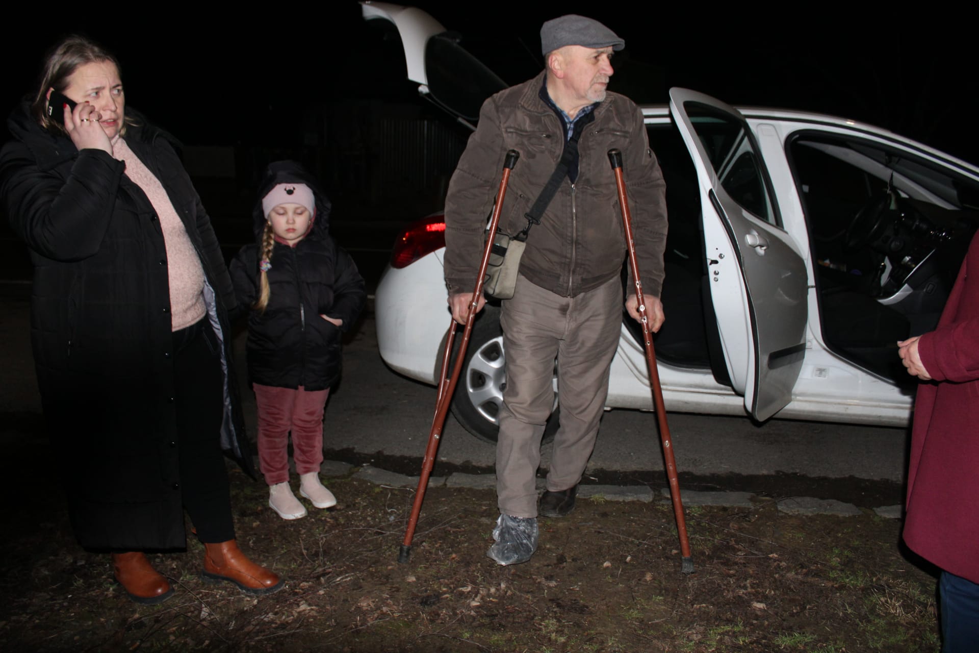 Uprchlíci na ukrajinsko-slovenských hranicích.