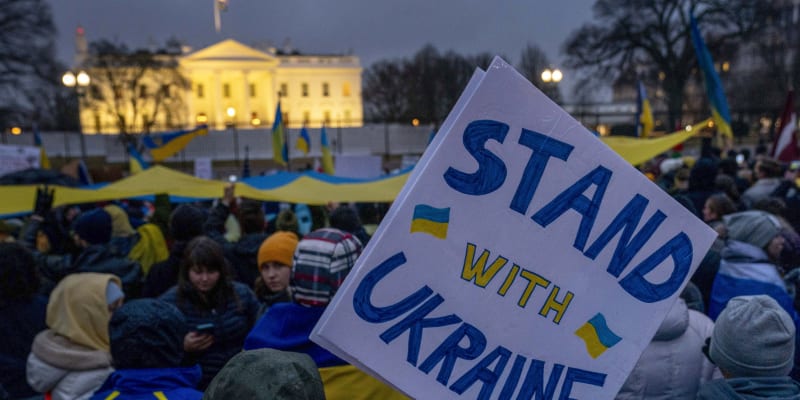 Protest proti ruské invazi v USA