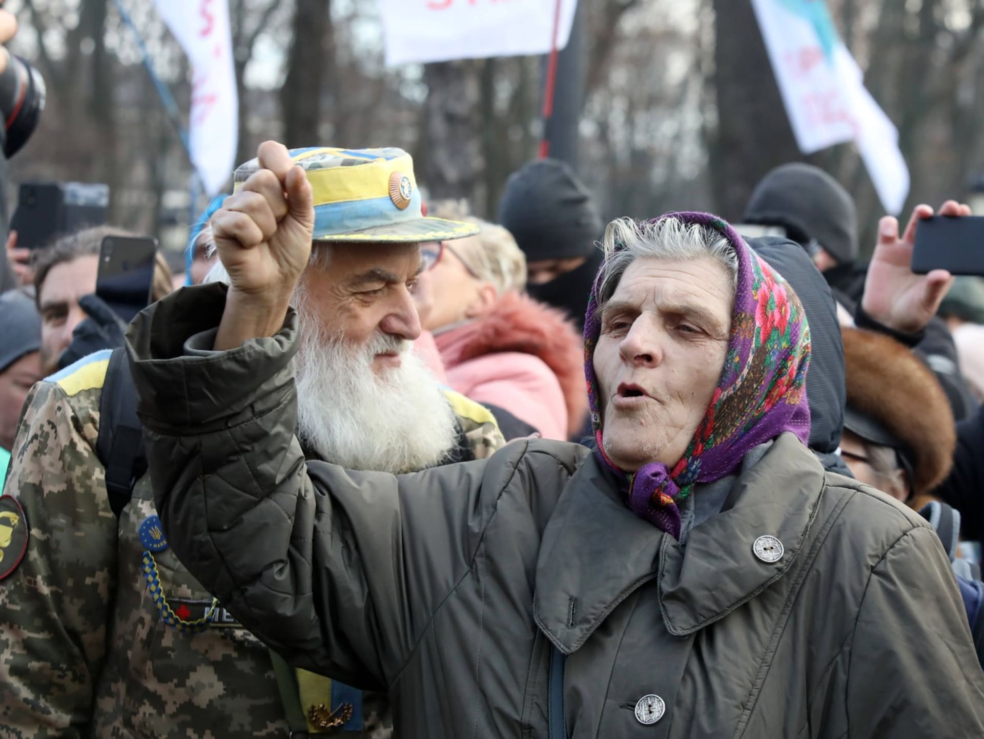 Žena na Ukrajině během demonstrace