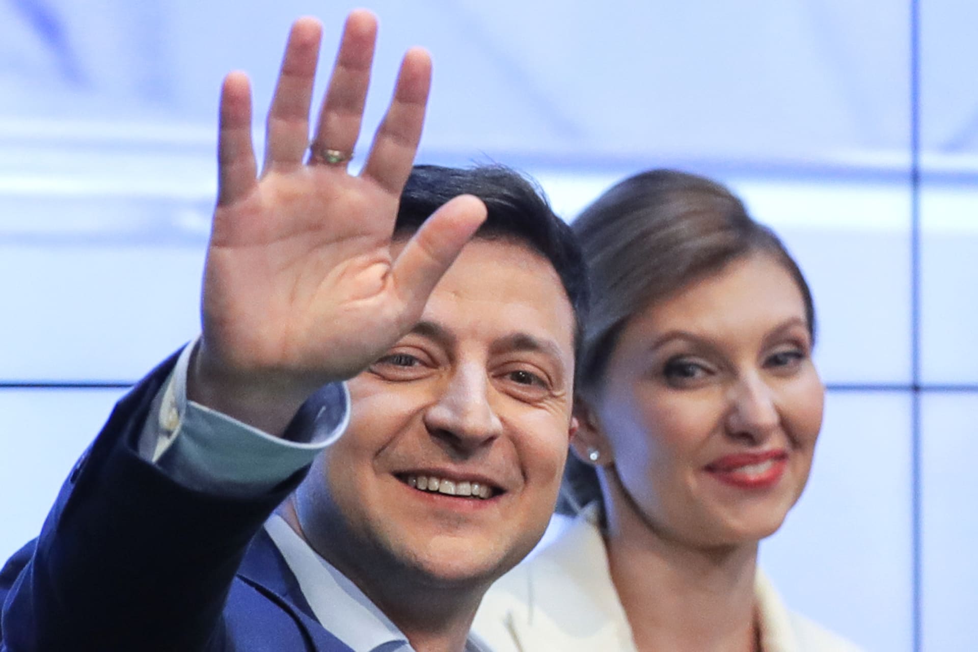 Volodymyr Zelenskyj se svou manželkou Olenou