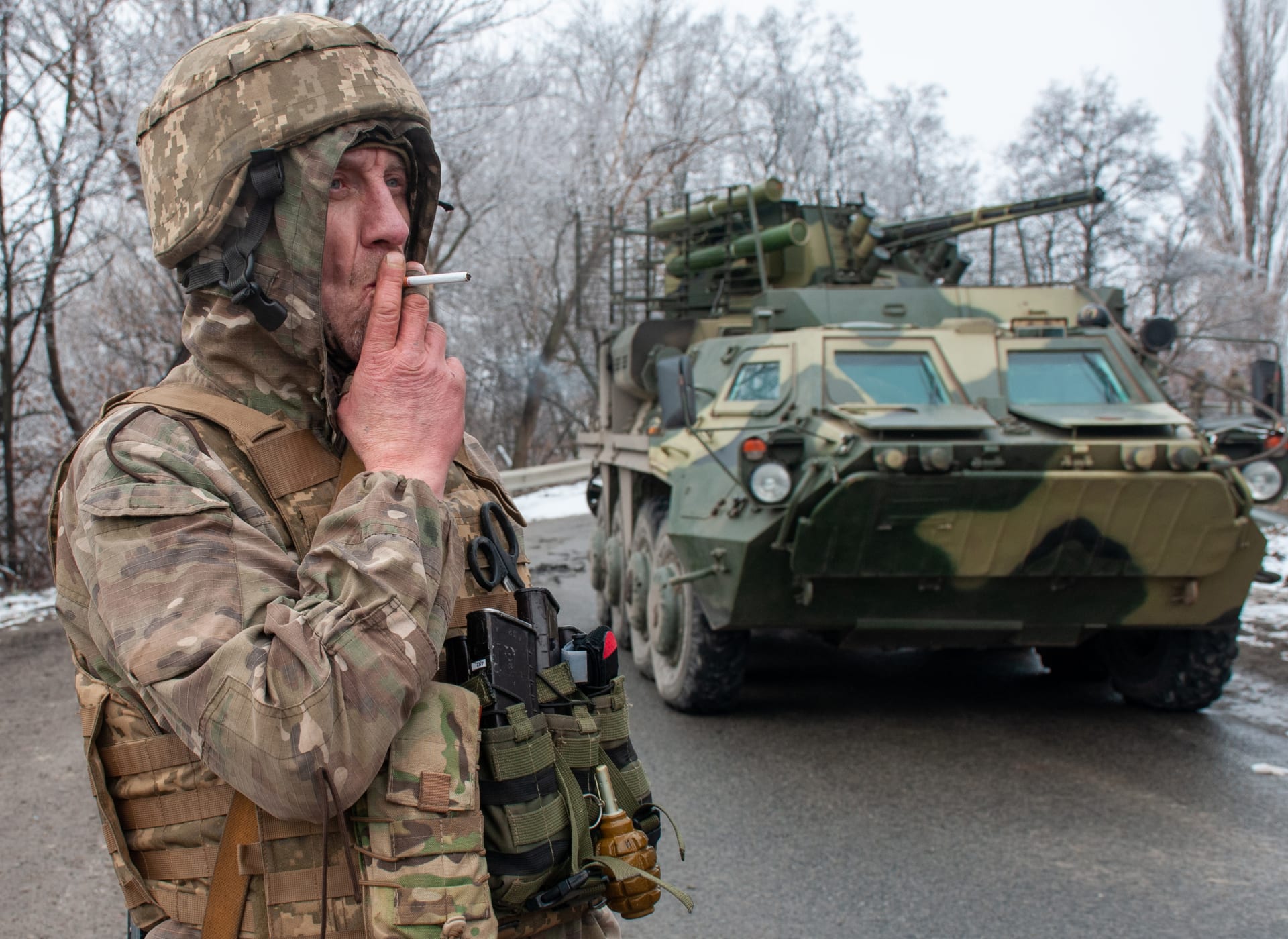 Ukrajinský voják v Charkově, 26. února