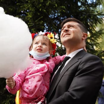 Ukrajinský prezident Volodymyr Zelenskyj s rodinou