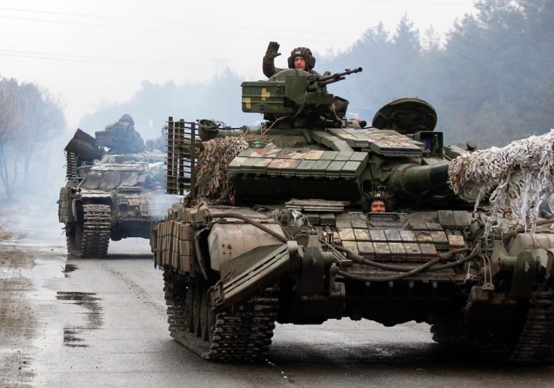 Ukrajinský tank v Donbasu (25. únor 2022)