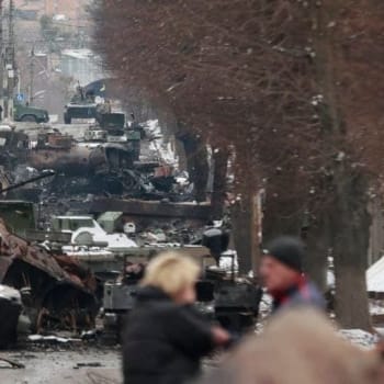 Pozůstatky ruské vojenské techniky nedaleko Kyjeva