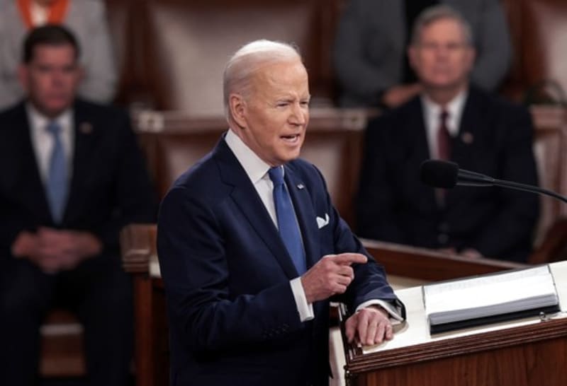 Joe Biden během projevu o stavu unie v americkém Kongresu (2.3.2022)