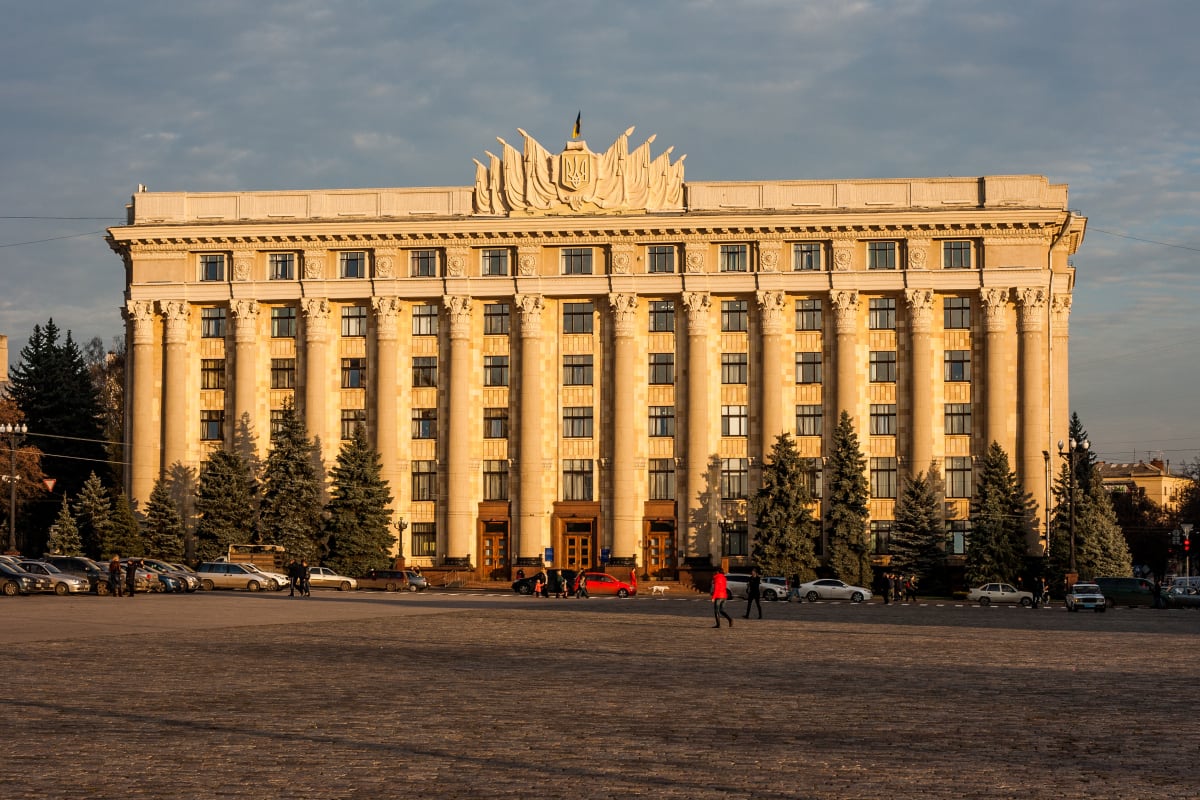 Budova radnice v Charkově před invazí ruských vojsk