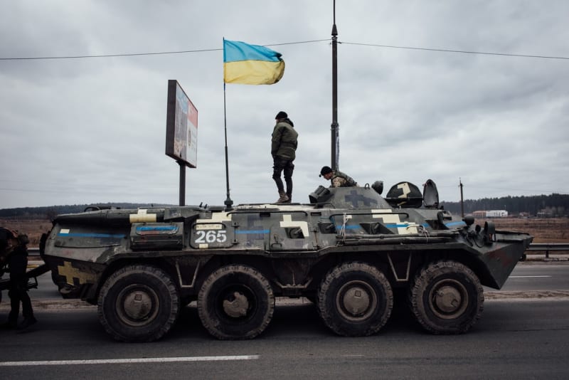 Vojáci na předměstí Kyjeva.