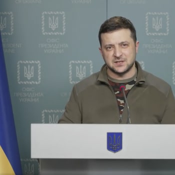 Volodymyr Zelenskyj při projevu 7. března