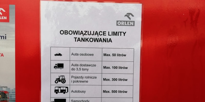 Limity na  pumpě společnosti Orlen v polské obci Chałupki