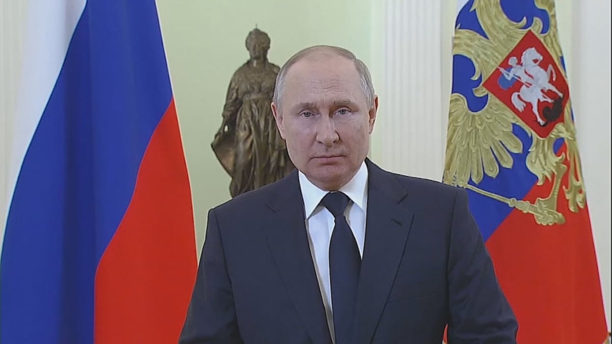 Ruský prezident Vladimir Putin během svého projevu k příležitosti Mezinárodního dne žen 8. března 2022