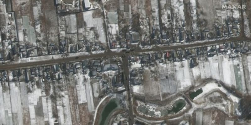 Satelitní snímky města Ozera poblíž Kyjeva