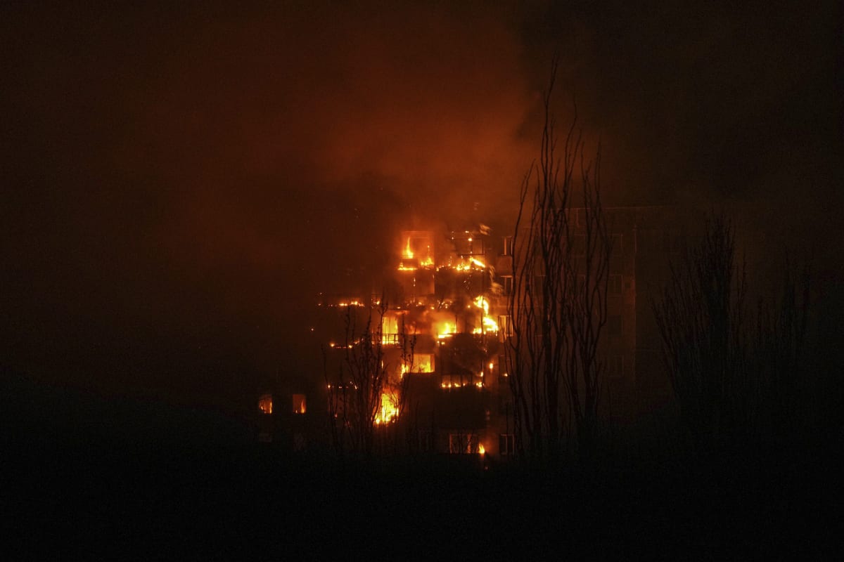 Požár v Mariupolu