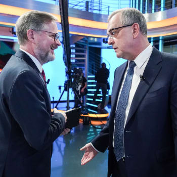 Premiér Petr Fiala (ODS) a Miroslav Kalousek (TOP 09)