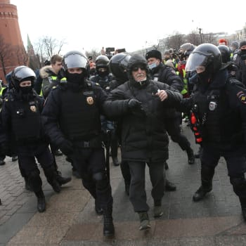 Protest proti ruské invazi v Moskvě