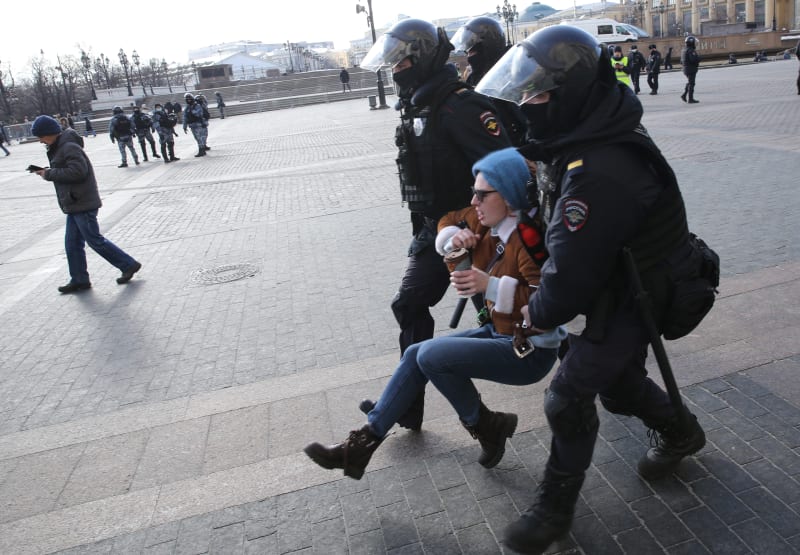 Protivládní protesty v Moskvě 15. března 2022