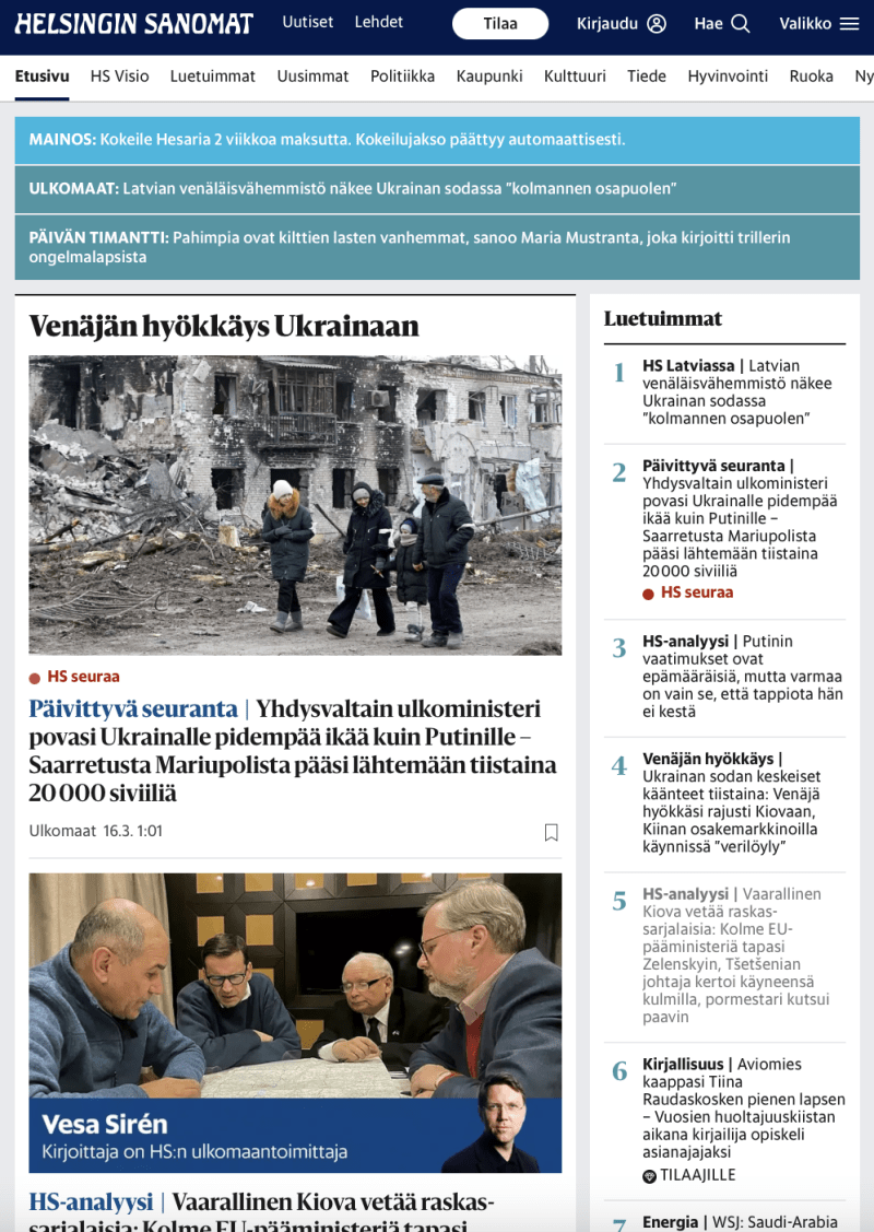 Finské noviny Helsingin Sanomat (web)