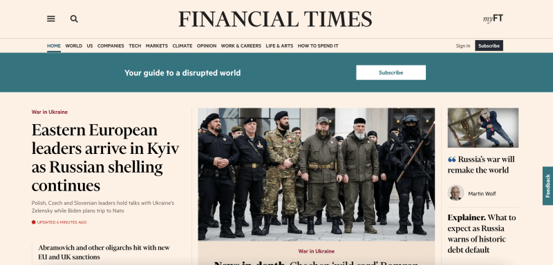 Britský deník The Financial Times (web)