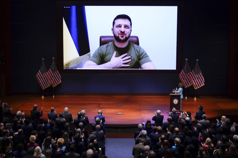 Projev ukrajinského prezidenta Volodymyra Zelenského k americkému Kongresu. (16. března 2022)