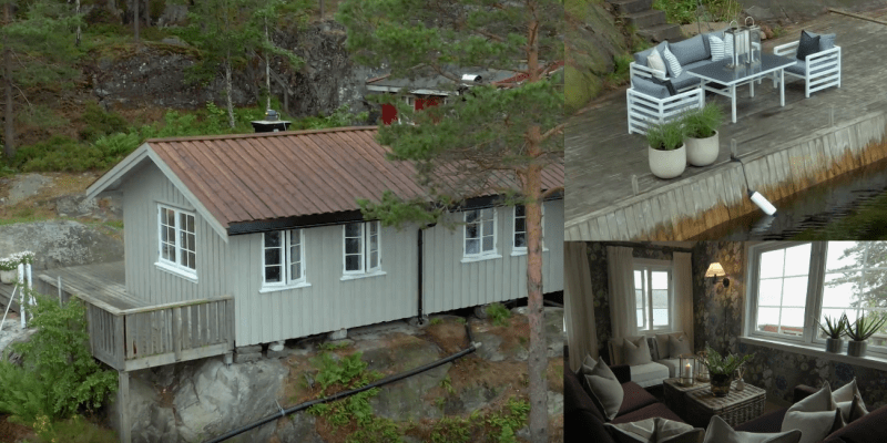 Chata stojí na jednom z téměř pěti set ostrůvků oblasti Kragero v Norsku