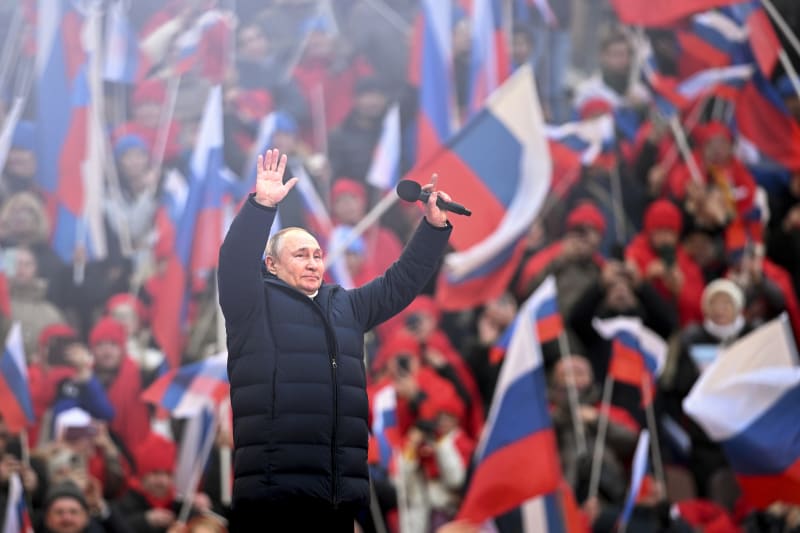 Ruský prezident Vladimir Putin sklidil bouřlivé ovace. (18. března)