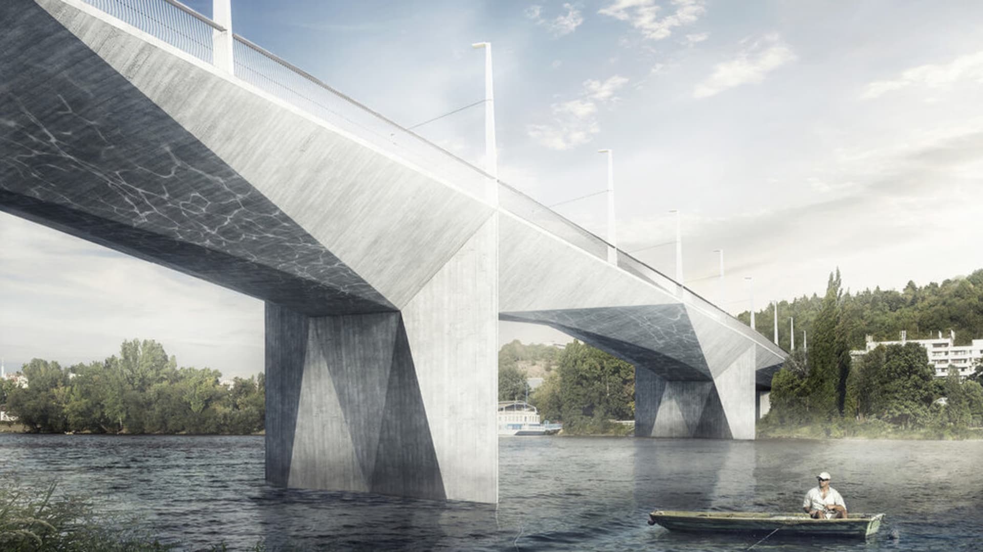Pro most je příznačná mohutnost až brutalistní