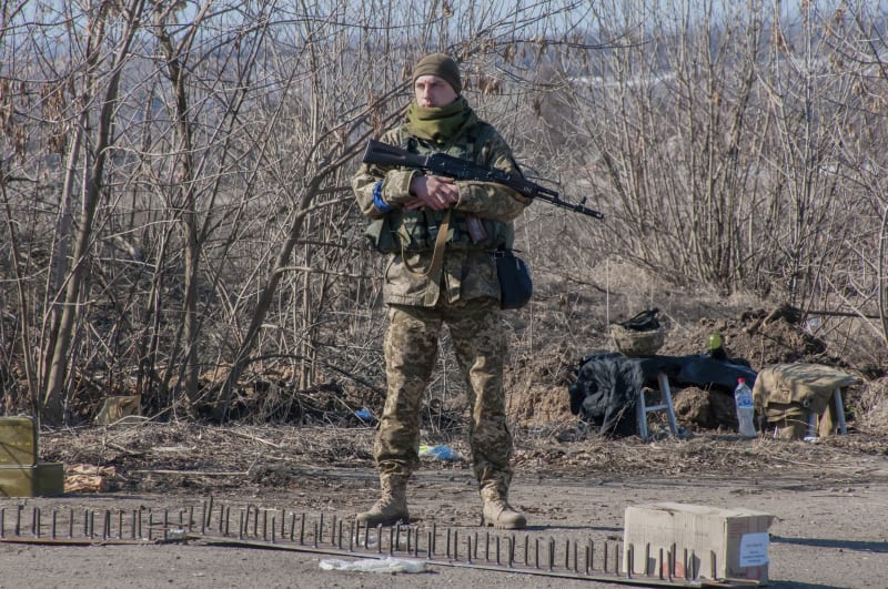 Ukrajinský voják v Charkově
