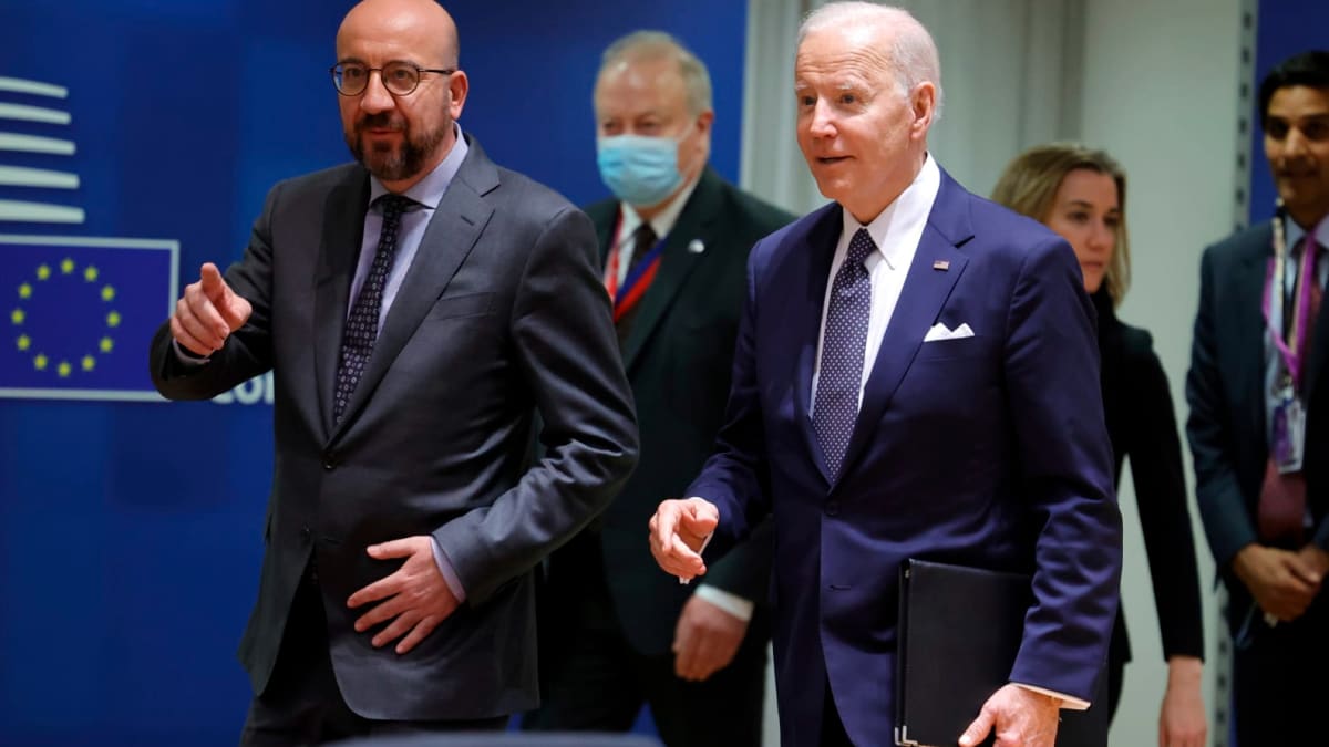 Americký prezident Joe Biden na summitu EU. (24.3.2022)