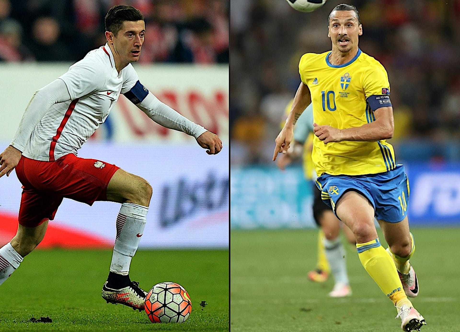 Lewandowski a Ibrahimovič. Na mistrovství světa 2022 postoupí buď polský kapitán a střelec Robert Lewandowski (vlevo), nebo švédský čtyřicetiletý náhradník Zlatan Ibrahimovič. Rozhodne se ve vzájemném zápase v úterý 29. března v polském Chořově.