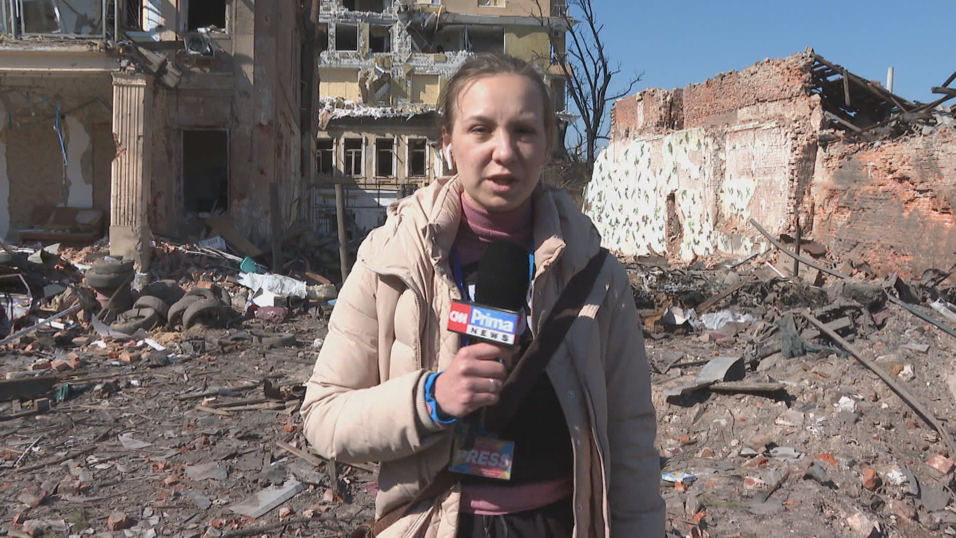 Reportérka CNN Prima NEWS Darja Stomatová z Charkova (29.3.2022)