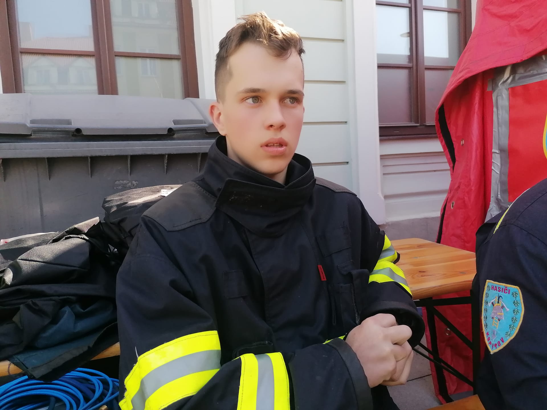 Patnáctiletý hasič z Kopytova Jan Salamon.