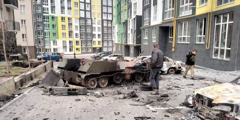 Zničený ruský tank, 30. března
