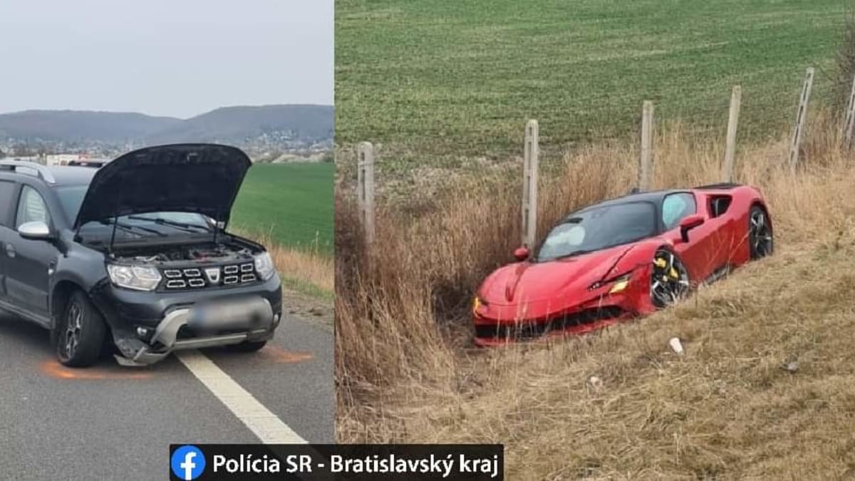 Viníkem středeční kolize Dacie a Ferrari na slovenské dálnici je podle všeho řidič rumunského SUV.