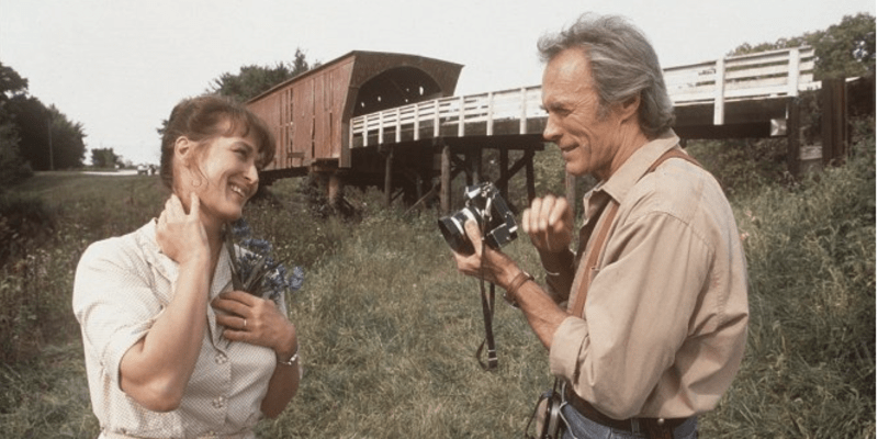 Clint Eastwood a Meryl Streep ve filmu Madisonské mosty.