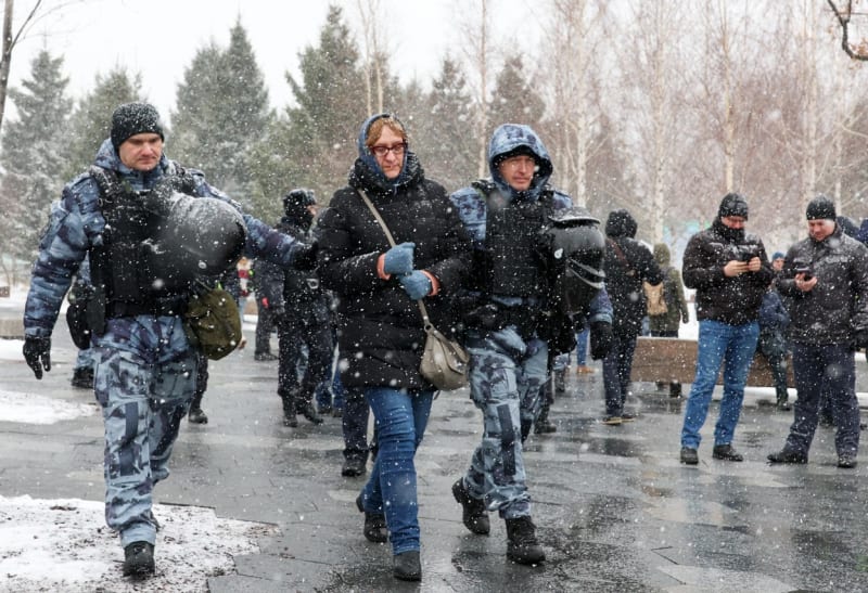 Nepovolený protest v Moskvě (2. 4. 2022)