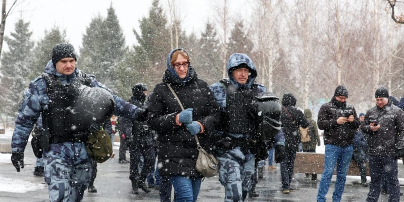 Nepovolený protest v Moskvě (2. 4. 2022)
