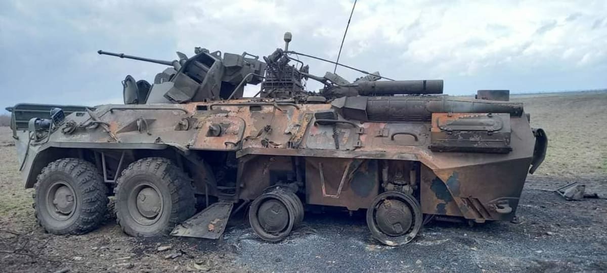 Zničené ruské obrněné vozidlo, 3. dubna
