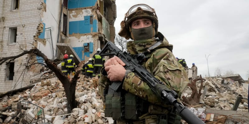 Ukrajinský voják v Borodjance