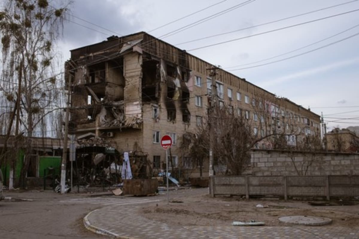 Následky ruských útoků na město Hostomel