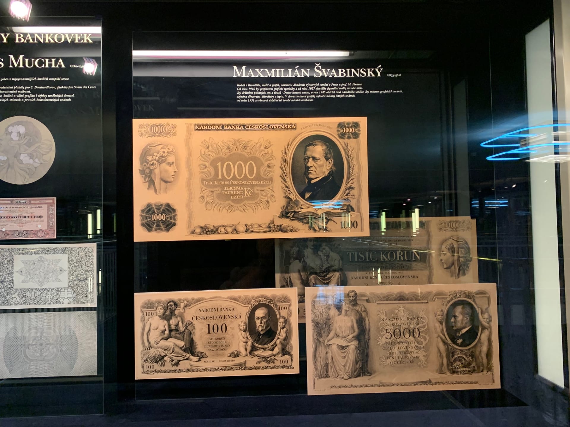 Výstava československých bankovek v expozici České národní banky