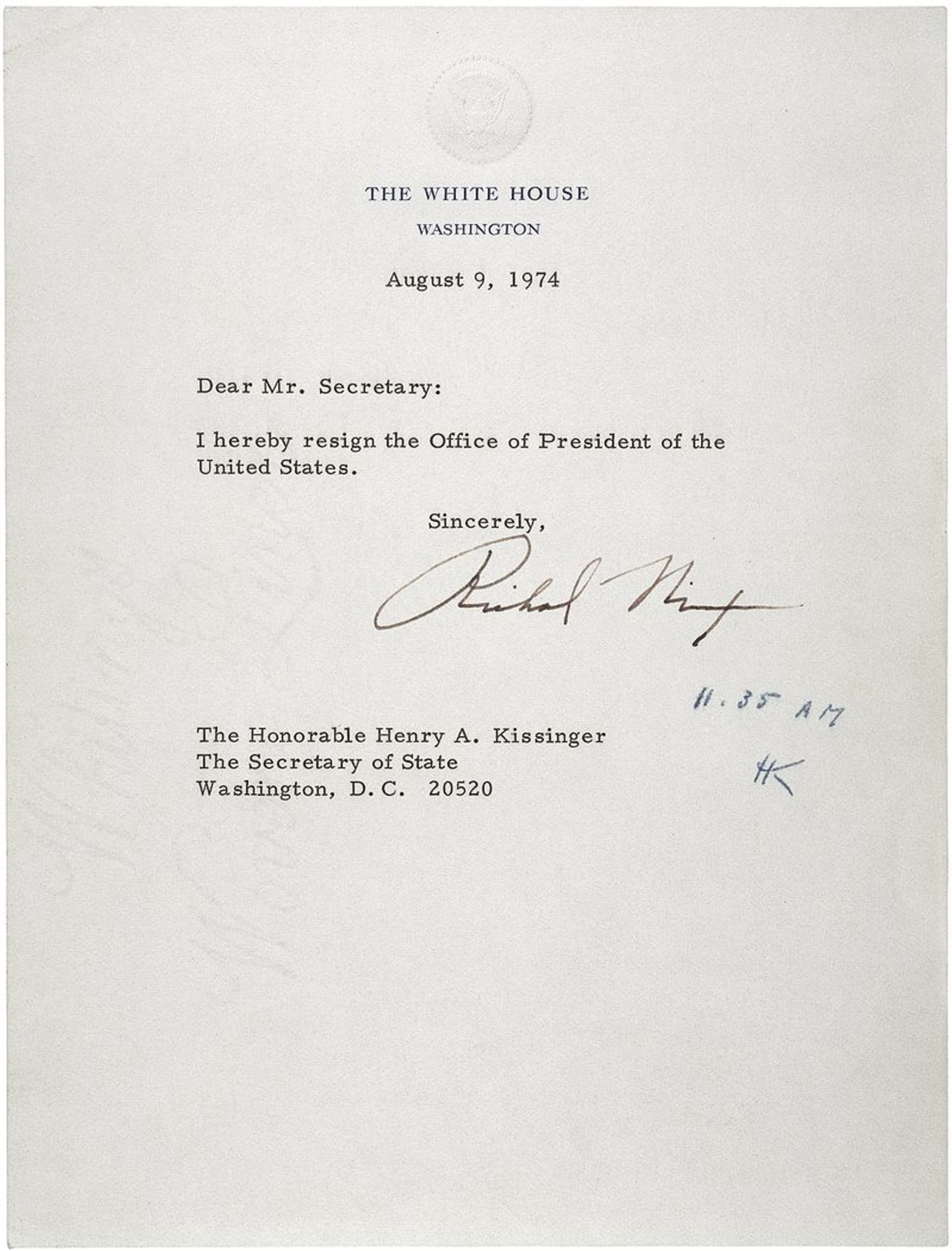 Nixonův rezignační dopis