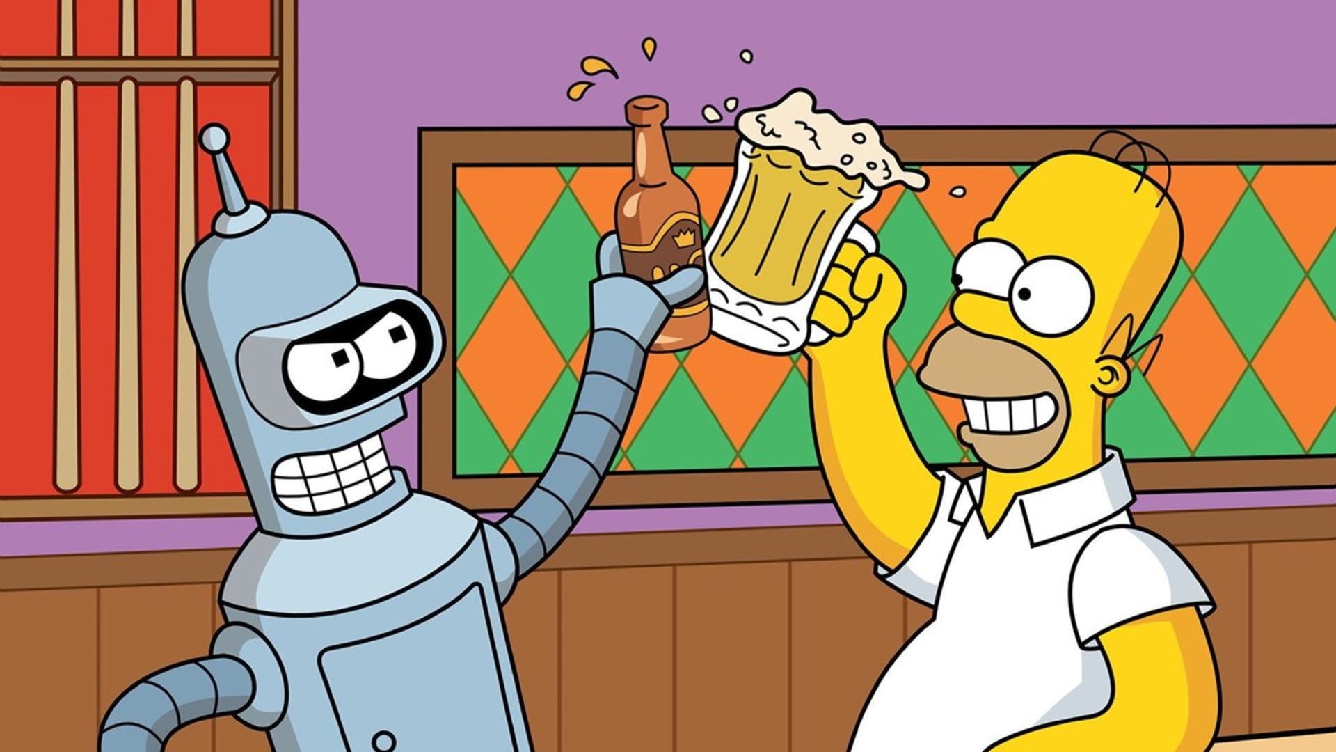 Bender a Homer popíjí