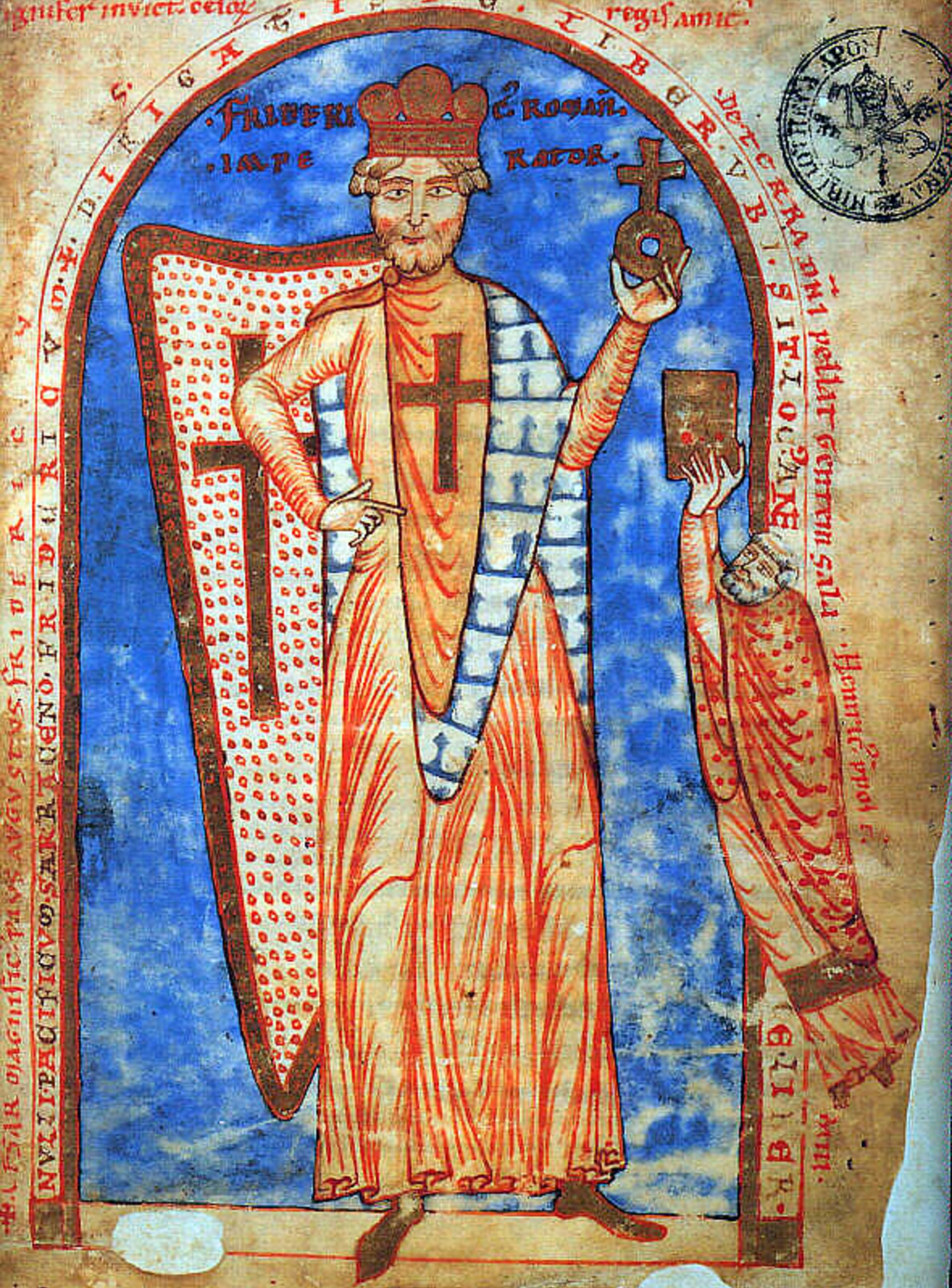Fridrich I. Barbarossa jako křižák (středověká iluminace)