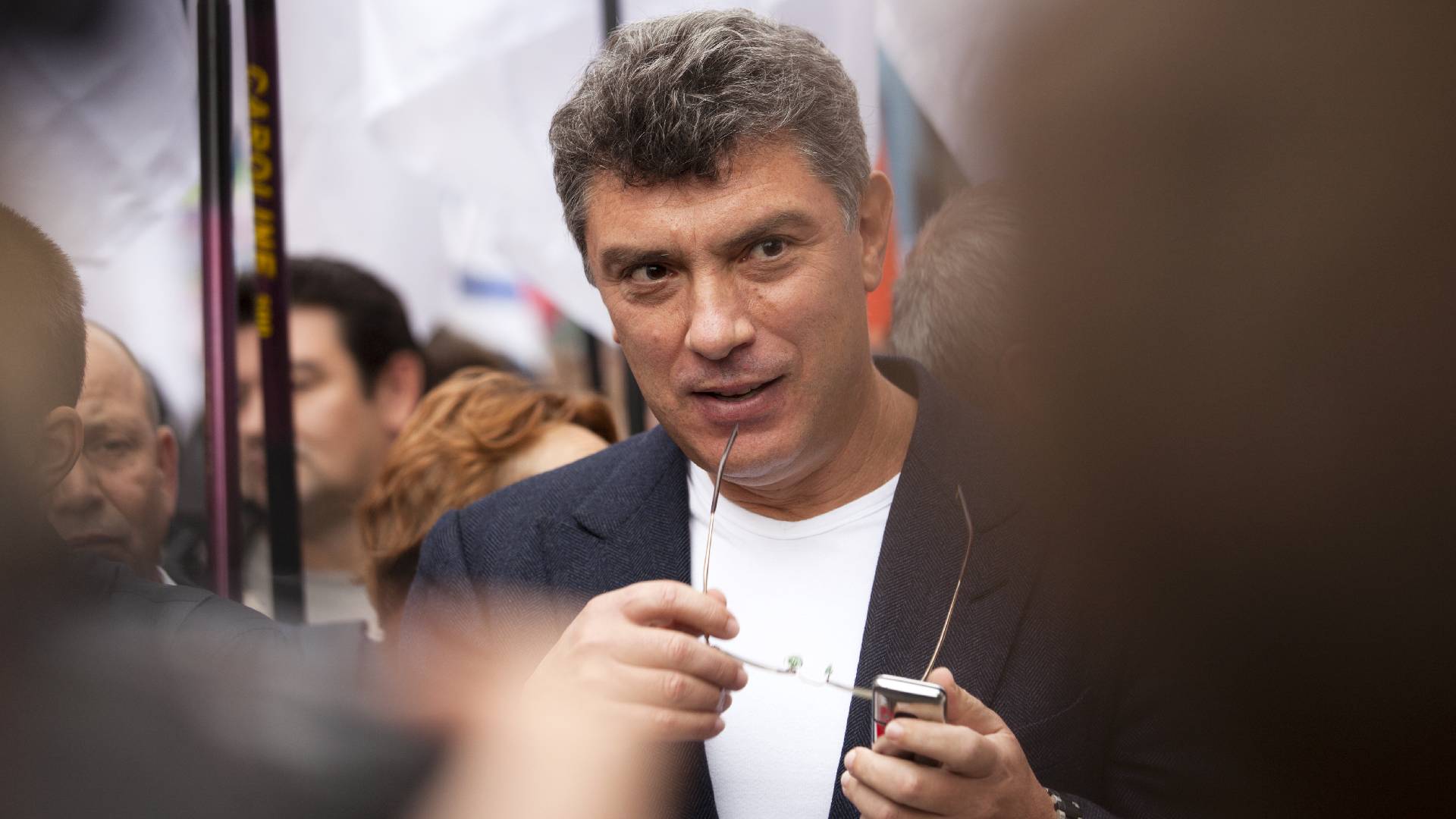 Boris Němcov na jedné z demonstrací v centru Moskvy