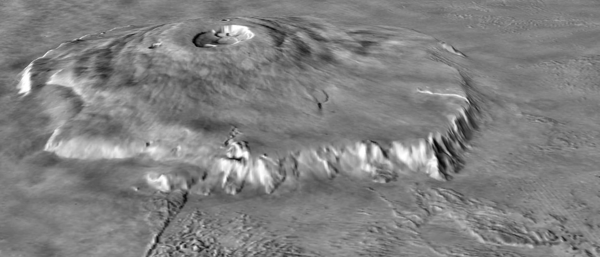 Olympus Mons na Marsu je největší sopkou Sluneční soustavy