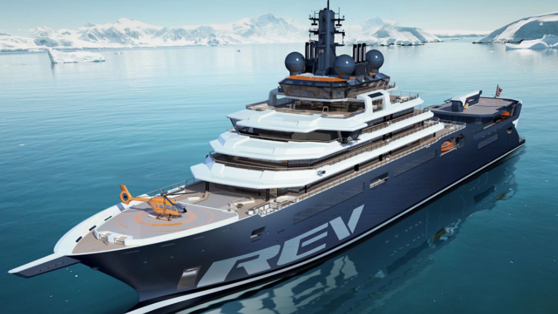 Render finální lodi uveřejněný na oficiálních webových stránkách REV Ocean