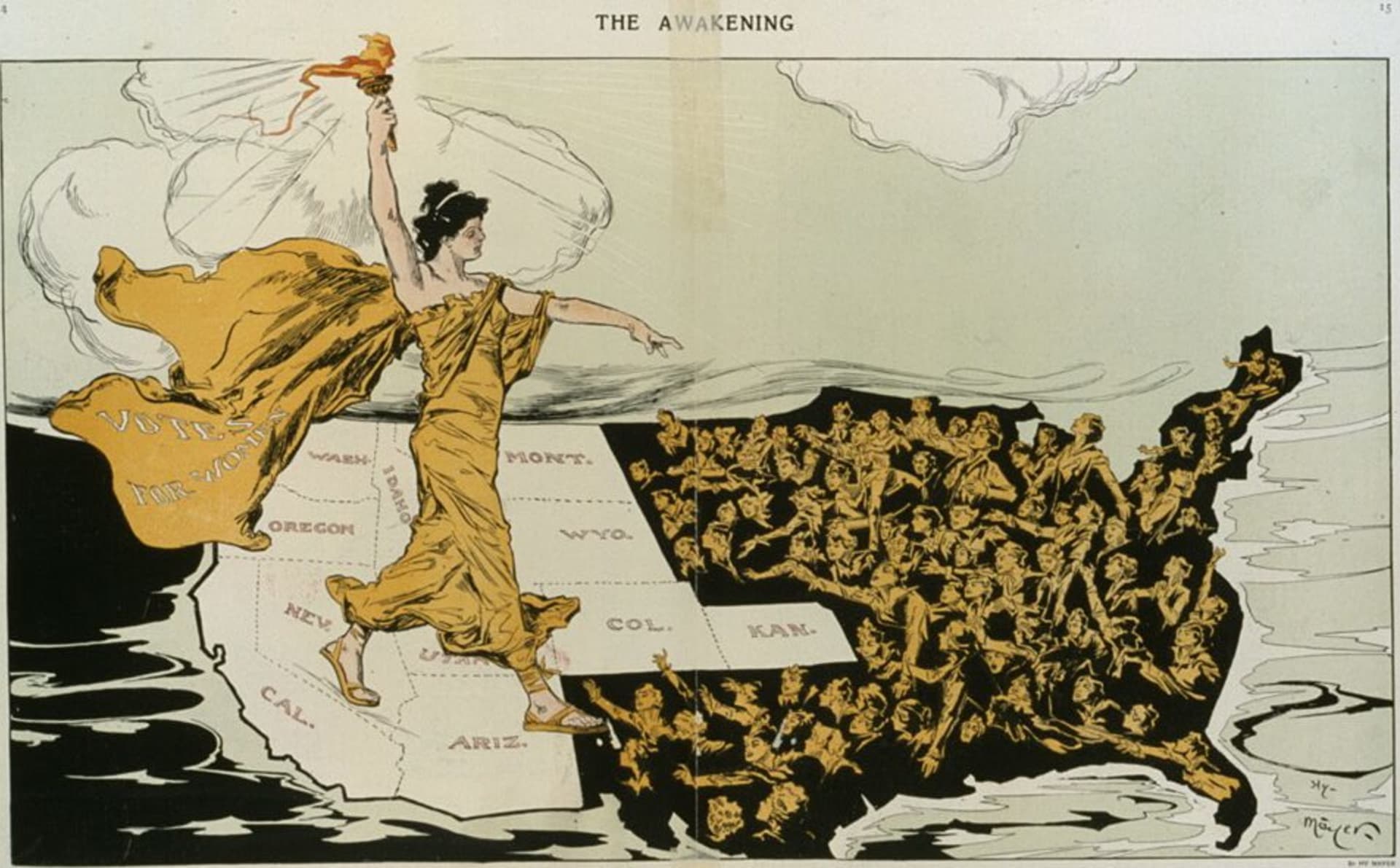 USA vítá imigranty... pokud budou volit ženy - rok 1915